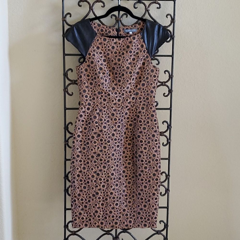 BRADLEY SCOTT Silk/Leather Sheath Dress - Size 6‎